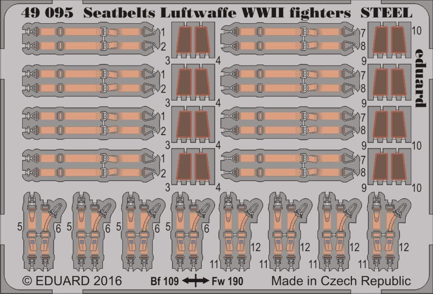 EDU49095 1:48 Eduard Color Seatbelts - WWII Luftwaffe Fighters (Steel) [MODEL KIT ACCESSORY]