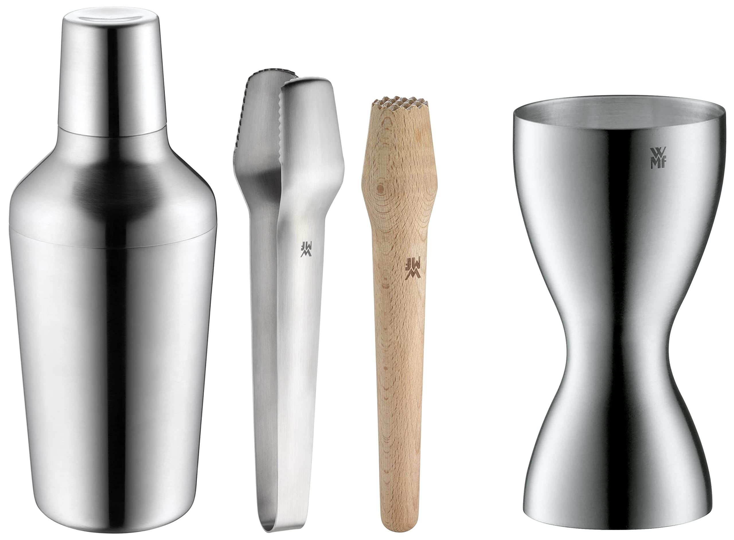 WMF Matroschka Cocktail Set 5-teilig, Barset mit Edelstahl Cocktail Shaker 700ml, Barmaß, Cocktail Sieb & Loft Barmaß, mit 2 Einheiten, 2 cl und 4 cl, kleiner Messbecher für exaktes Dosieren