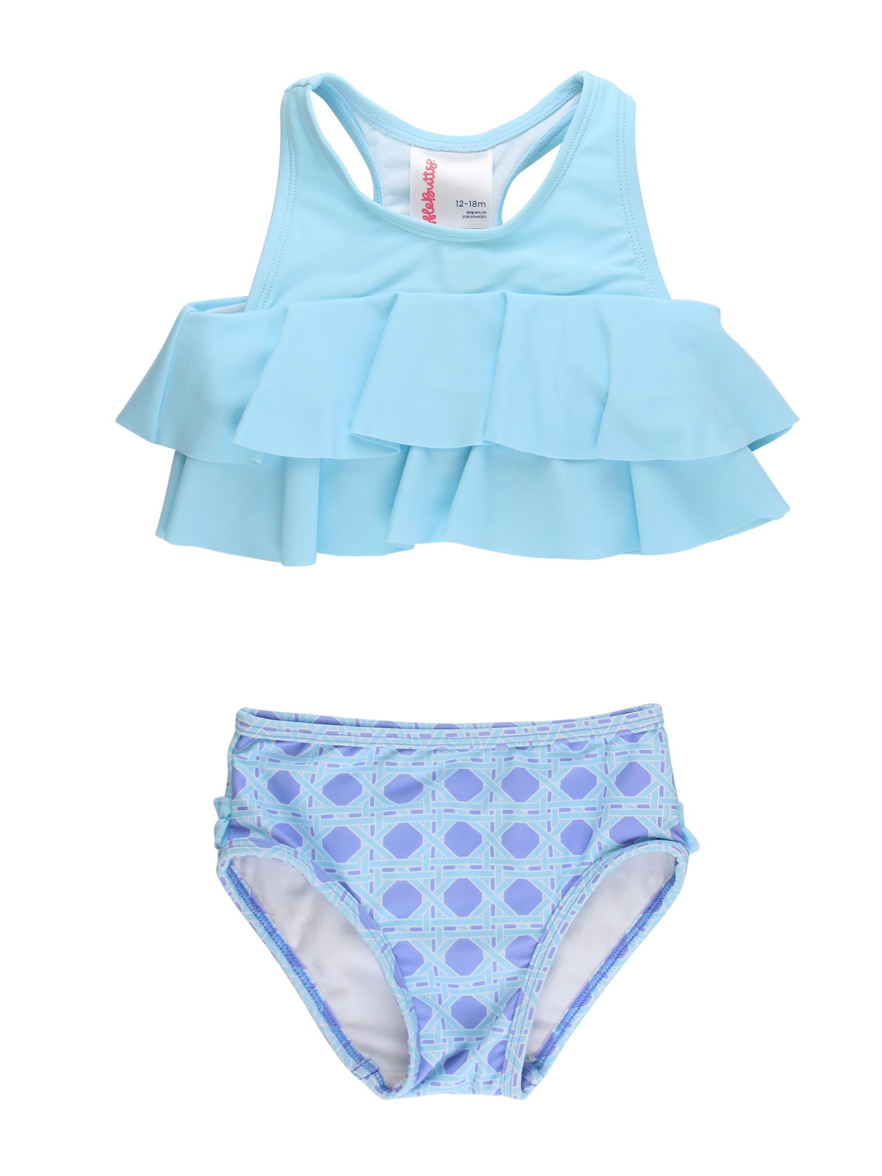 RuffleButts Girls UPF50+ Sun Protection Flounce Bikini Two Piece Swimsuit