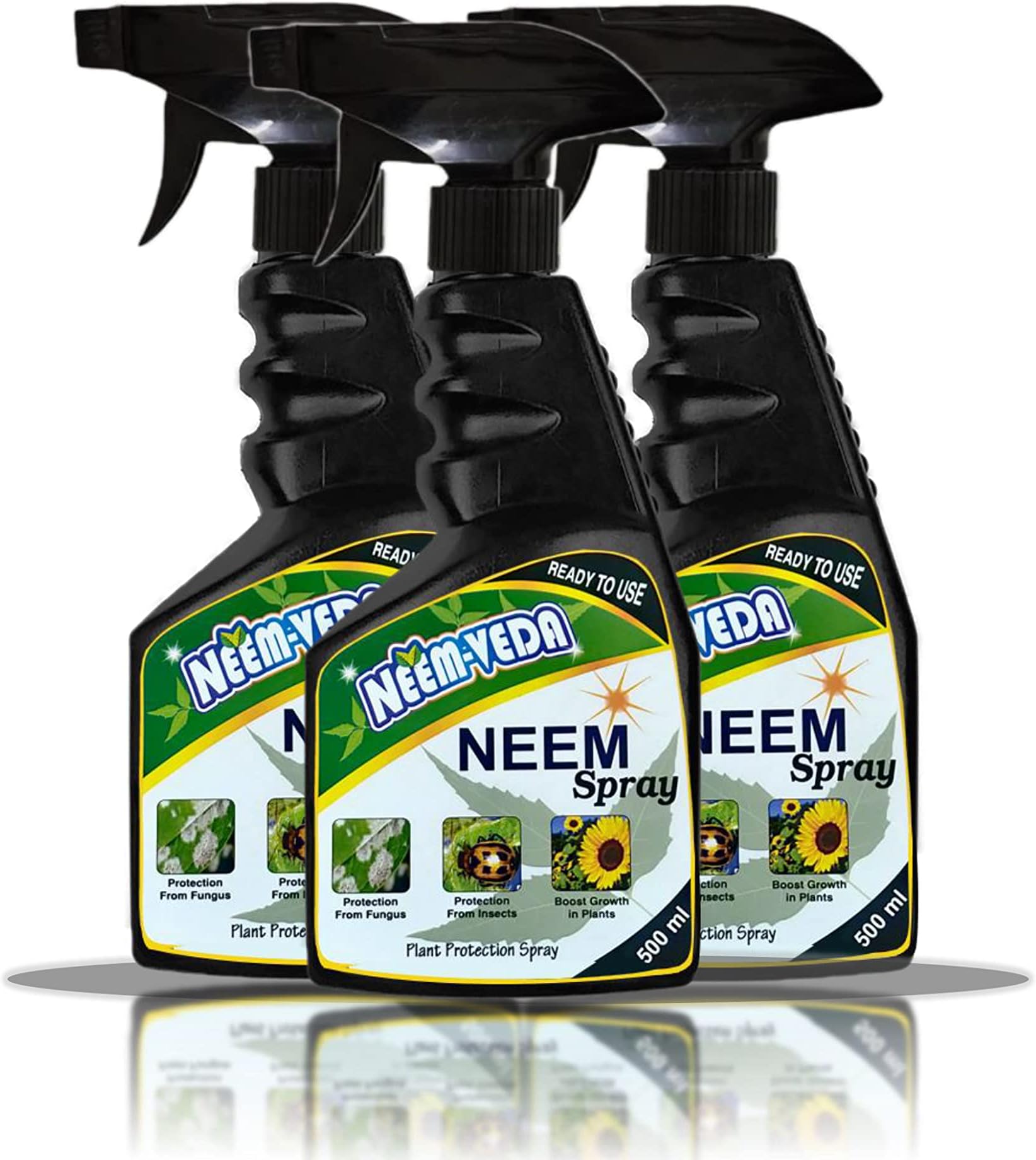 Neem-Veda Neem Oil Spray for Plants Insects 500ml | Organic, Natural neem spray | Remove mealy bugs, plant fungus, plants insects | Plant pest control-3 Units