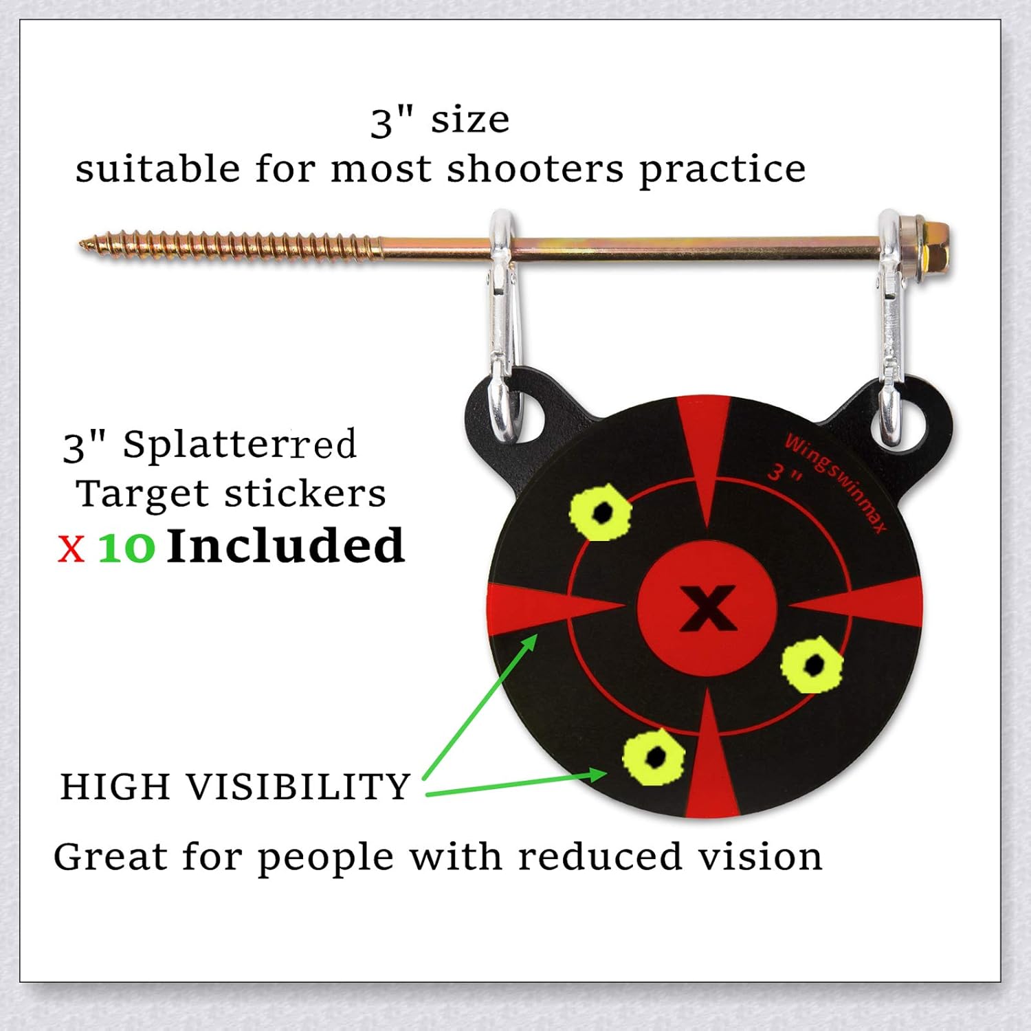 wingswinmax Hanging Target 1/5″ Thick 3″ Air Gun Target with Slpatter