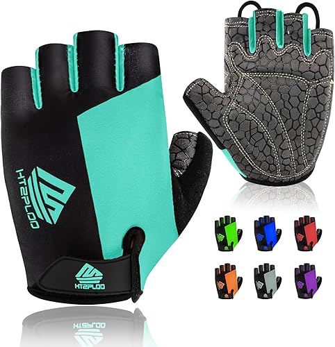 Guantes de bicicleta para hombres y mujeres con almohadilla antideslizante que absorbe los golpes, guantes de ciclismo ligeros de medio dedo