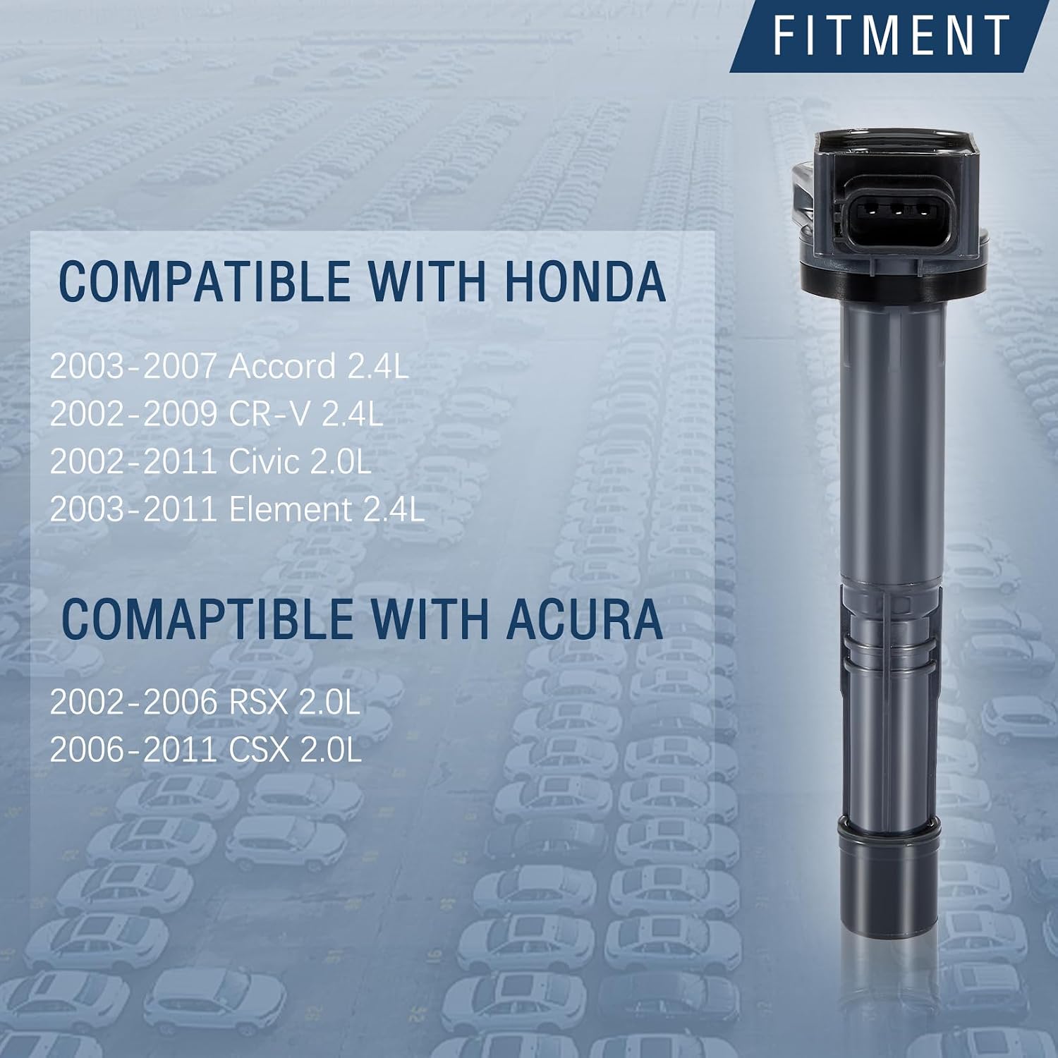 Pindex 4 Pack UF311 Ignition Coil and Spark Plugs Coil Pack Kits Compatible with Acura CSX RSX 2.0L Honda Accord Civic CR-V Element 2.0L 2.4L 2002-2011