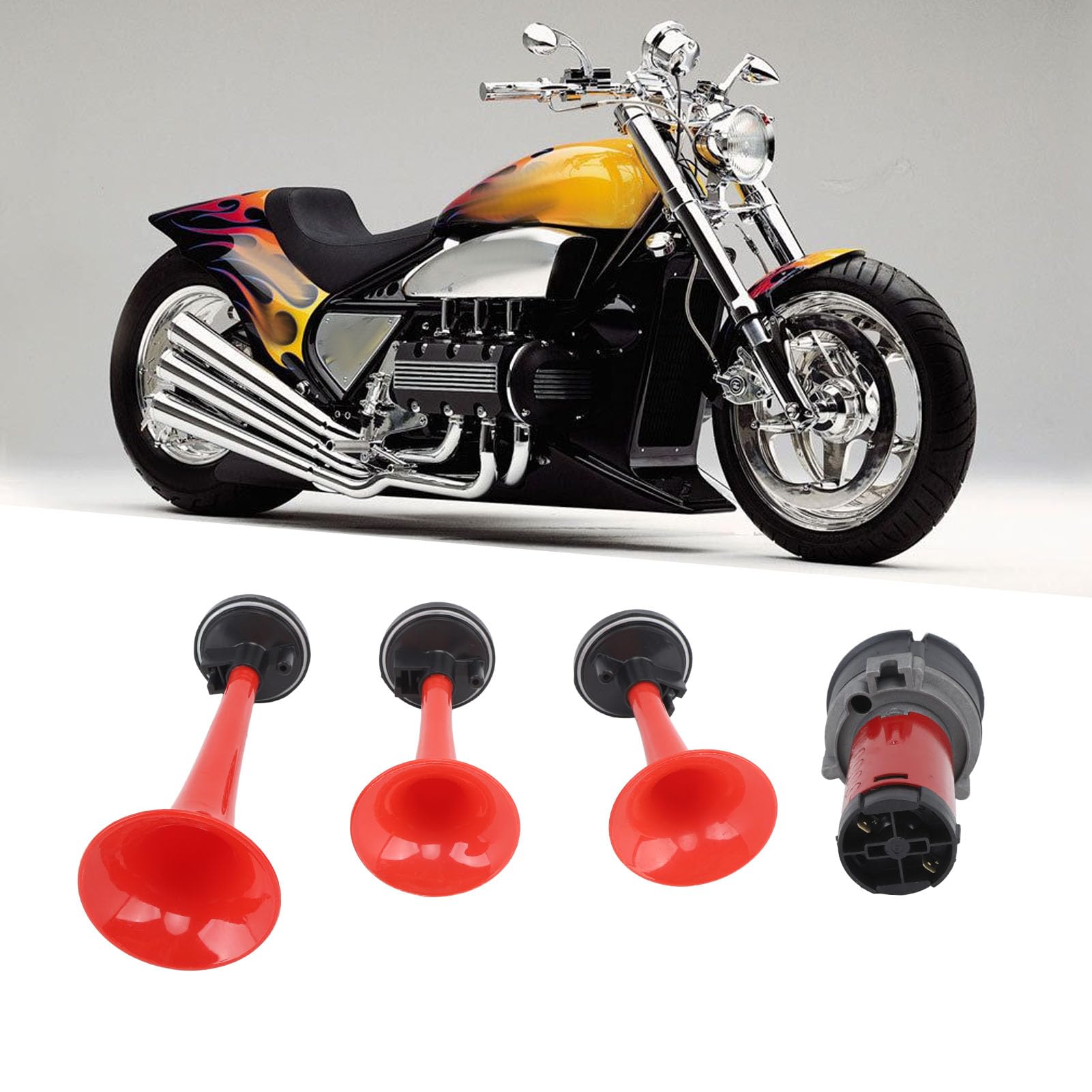 Music Air Horn Kit, 3 Trompete 12V 125db La Cucaracha Sound Horn mit Kompressor und Schlauch für LKW -Zugbootauto, Ausgestattet mit 3 Lautsprechern, Leuchtendem Design, ABS
