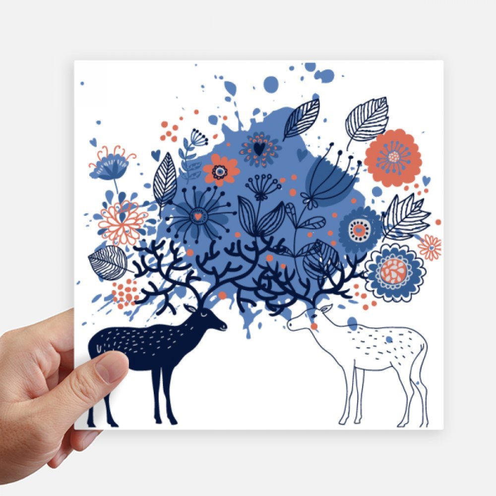 Autocollants carrés de moose deer elk feuilles DIYthinker pour déco mur et valise 4 pièces