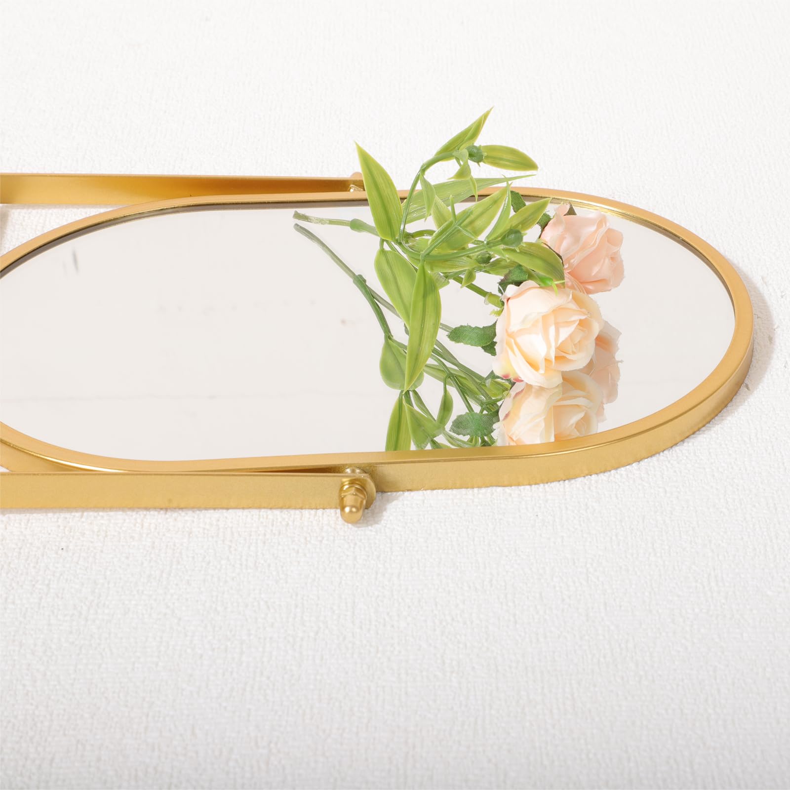 Gosider Make-upspiegel, tafelspiegel, 90 graden kantelbaar, zwart, ovaal, metalen standaard, draagbaar, eenzijdig hoogglans, voor reizen, slaapkamer, woonkamer, kantoor