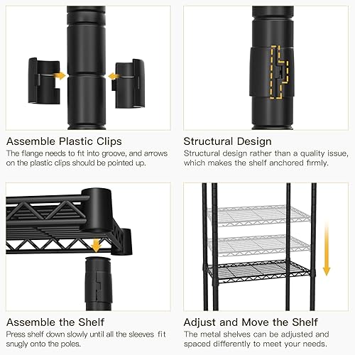 Miniatura 9 de Ulif E11 - Perchero de metal independiente para ropa y armario con 8 estantes y 4 barras para colgar, (73.2 - 97.6) de ancho x 14.5 pulgadas de