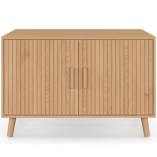 Foto 3 de 6 de IDMarket - Caja de arena Juliette con puertas dobles y listones de madera, color roble