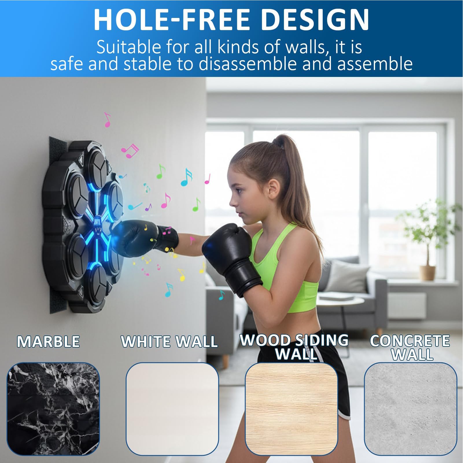 Macchina per Pugilato Musicale Attrezzatura Per Allenamento Interattiva Da | Con Colorate E Contatore LED A Parete Con Musica per Uomini e Donne, Allenamento, Sport, Ufficio,
