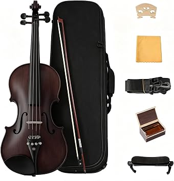 4/4 Full Violin for Beginners, Satin Finish Violin with Case, Bow, Rosin | Ideal for beginners, students, and intermediate players learning violin techniques