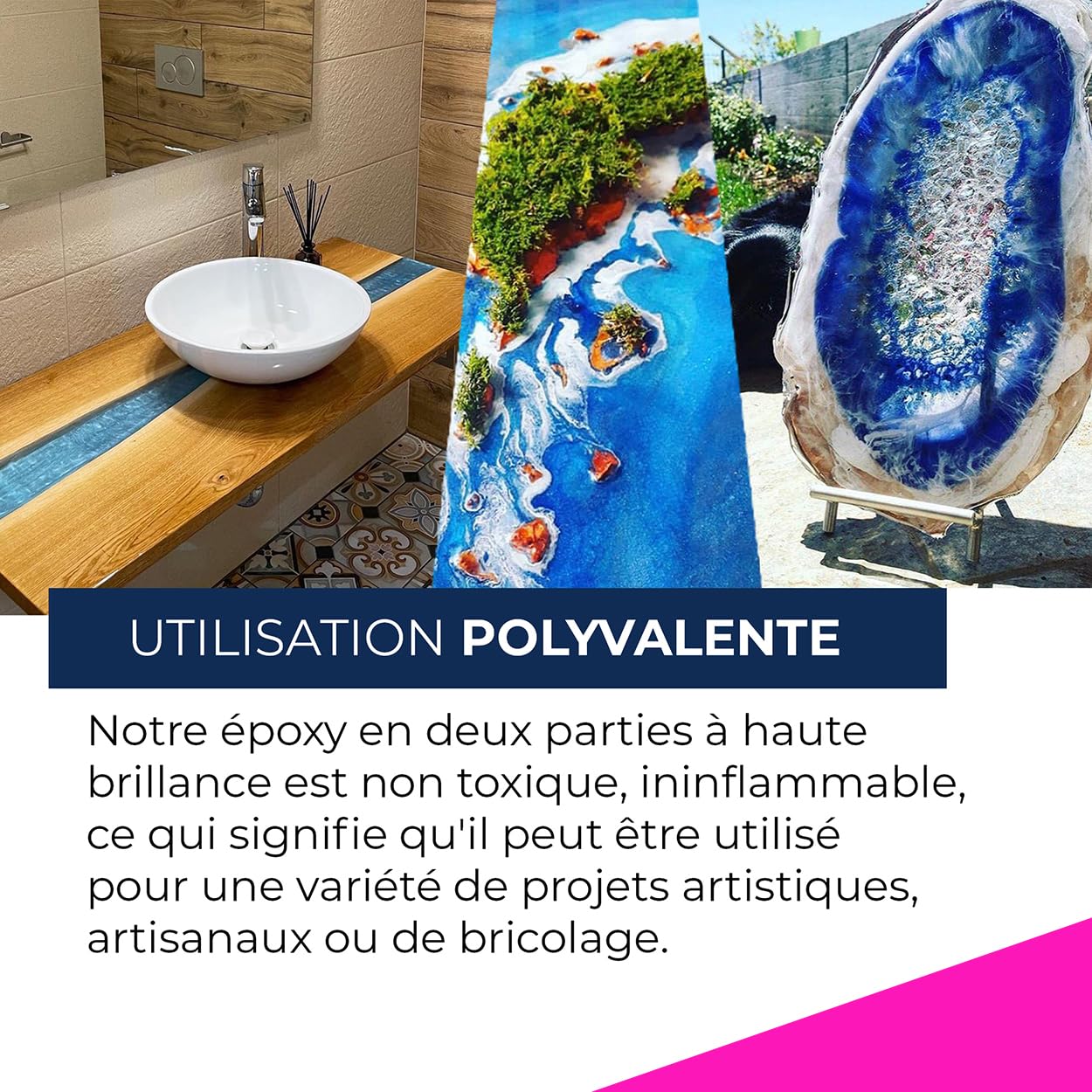 Resine Epoxy Ultra Transparente RESIN4DECOR 1:1 - Parfaite pour l’artisanat et l'art Fabrication de bijoux et de moules - Non jaunissant et non toxique - Durcissement en 12-24h - Inodore - 1000ml