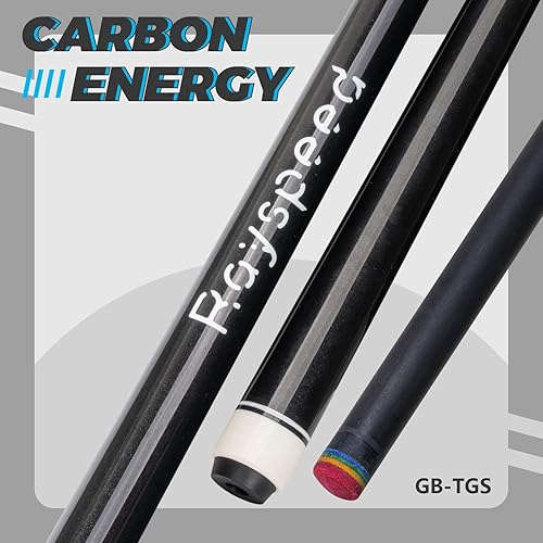 Miniatura 7 de Taco de piscina de fibra de carbono de 0.492 in de baja desviación con tecnología de carbono completo para adultos, Taco de billar profesional