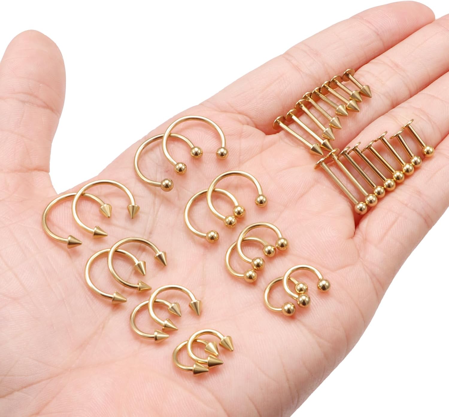 32PCS 16G Lip Rings Surgical Steel Snake Bite Jewelry Labret Jewelry Monroe Lip Barbell Ring Daith Tragus Helix Piercing Jewelry for Women Men 6mm/8mm/10mm/12mm - Image 4