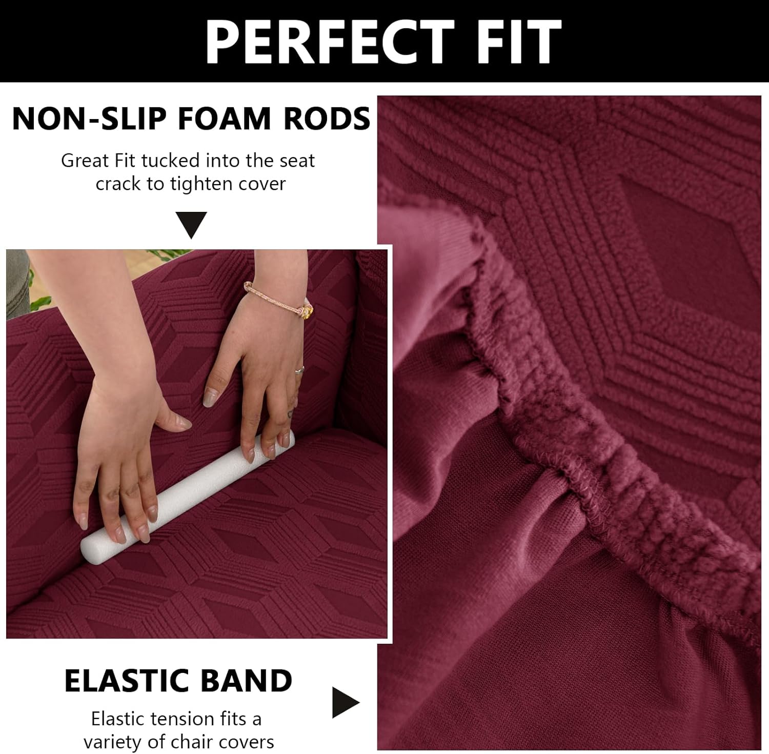 Stretch Modern Banquet Armchair Slipcover 1-Piece Accent Chair Covers with Arms Soft Chair Slipcovers for Living Room Armchair Furniture Protector Office Reception Reading Sofa (Wine red)