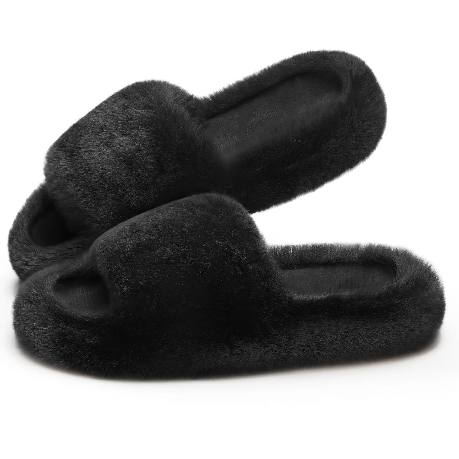 ATHMILE Womens Slippers with Arch Support Memory Foam Fuzzy House Slippers for Women Lightweight Cozy Indoor Open-toe Comfy