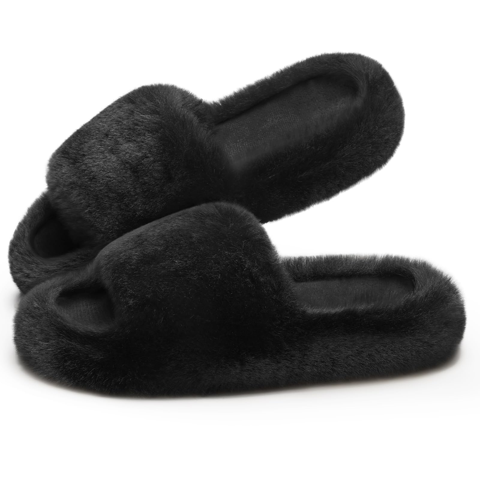 ATHMILE Womens Slippers with Arch Support Memory Foam Fuzzy House Slippers for Women Lightweight Cozy Indoor Open-toe Comfy