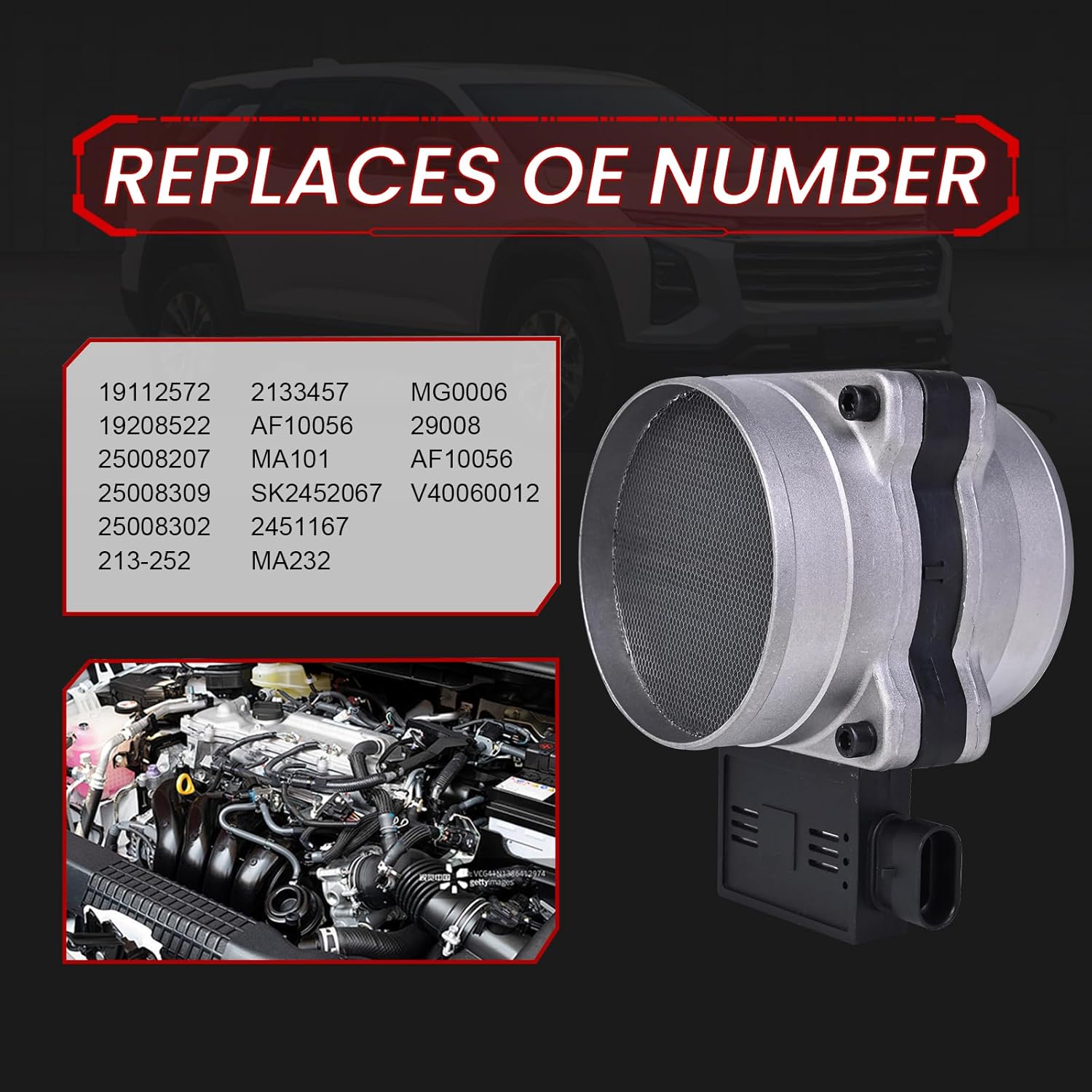 RLP Mass Air Flow Sensor Meter MAF Compatible with 1996-2002 Chevy GMC 1999-2000 Ca-dillac 1994-2004 Pontiac Replaces 19112572 19208522 19208521 AF10056 SK2452067