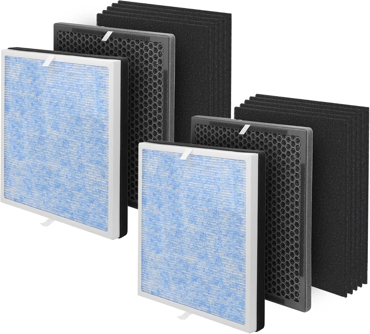 Ulrempart Filtro de aire de repuesto compatible con RENPHO modelo RP-AP001, RP-AP002, RP-AP001S, paquete de 10 filtros de carbón adicionales, 2 filtros de carbón activado y 2 filtros H13
