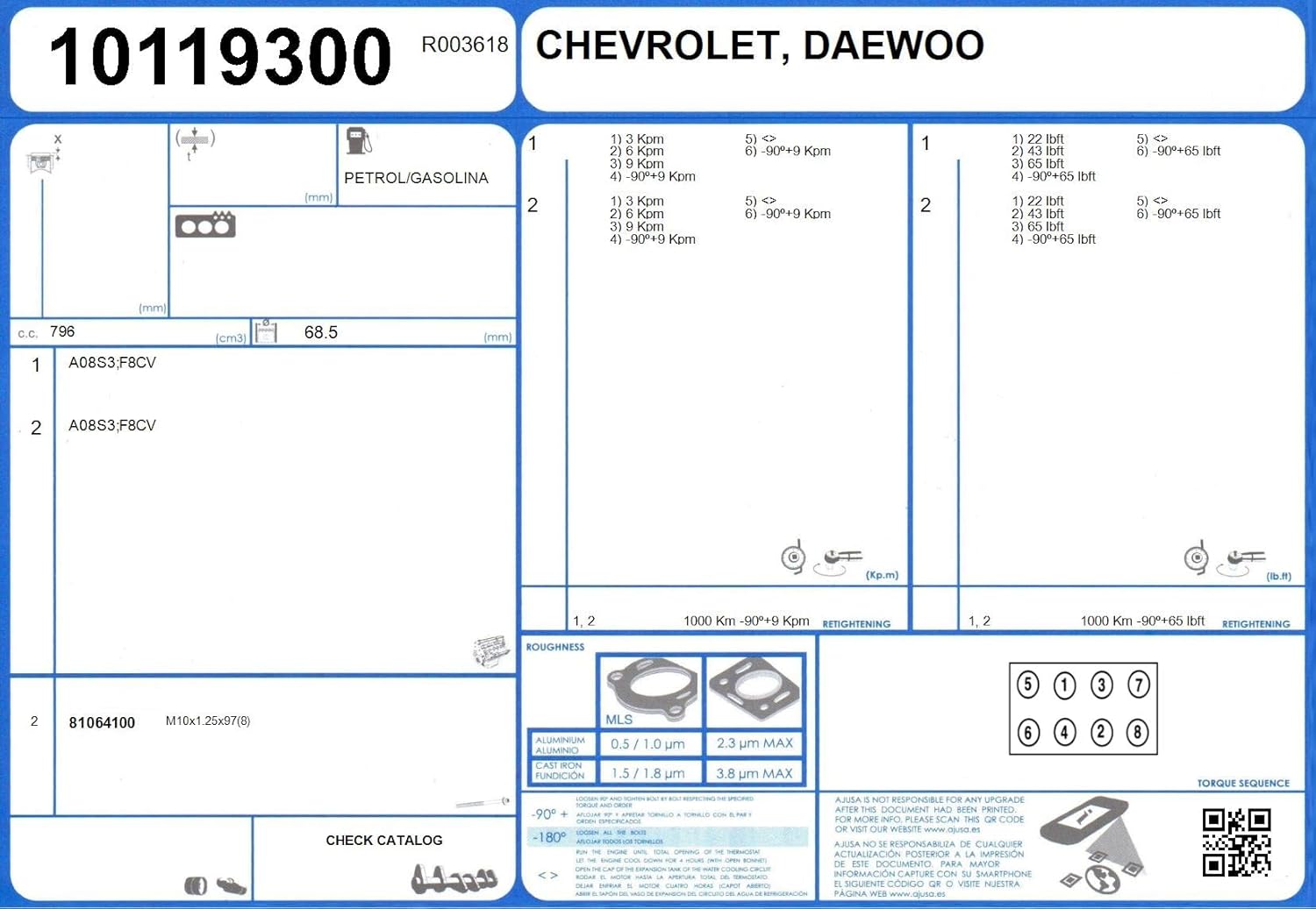 Ajusa 10119300 Gasket cylinder head