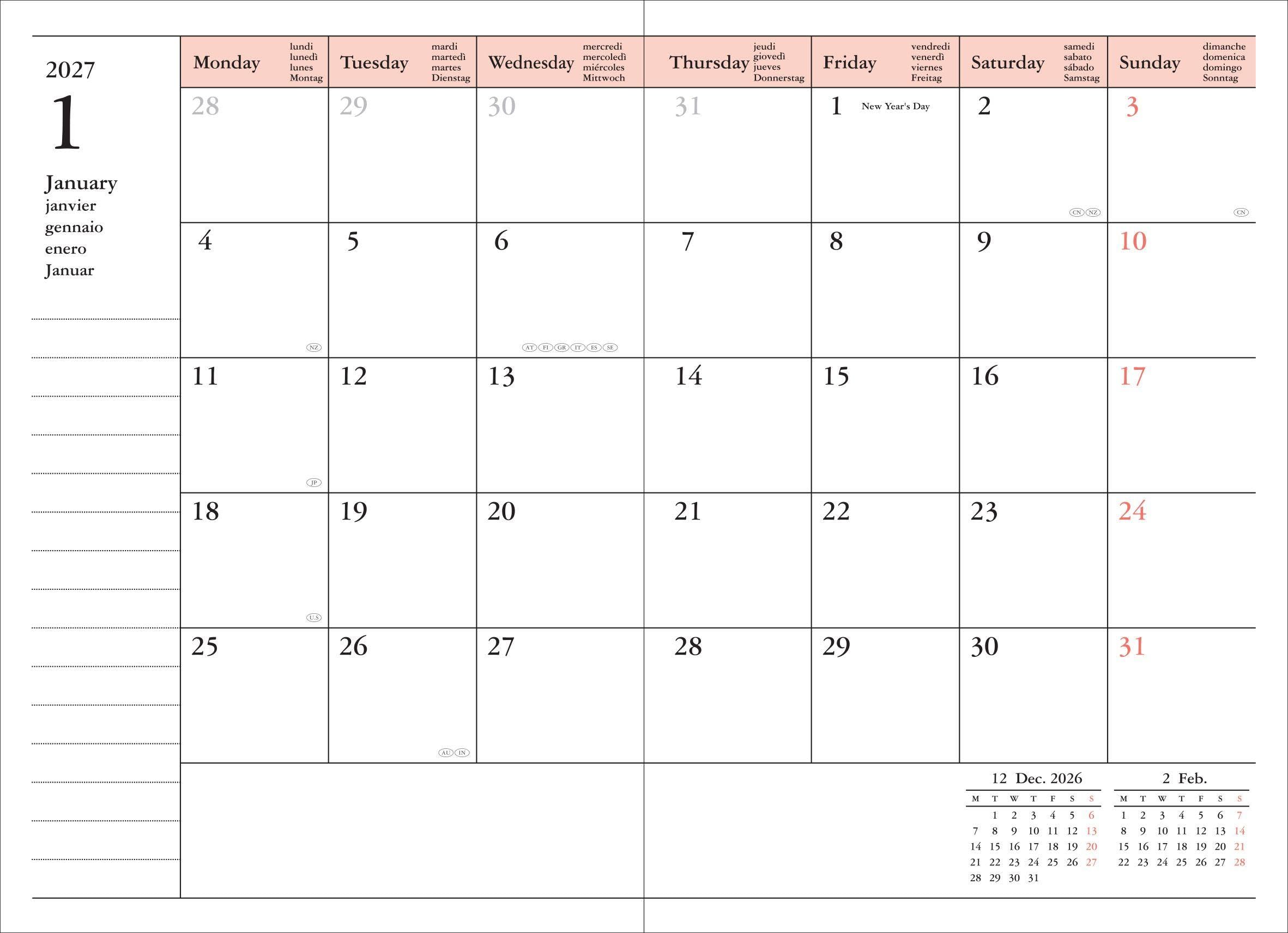 MARK'S 2026/27 Diary A6 Japan / Wave // Navy