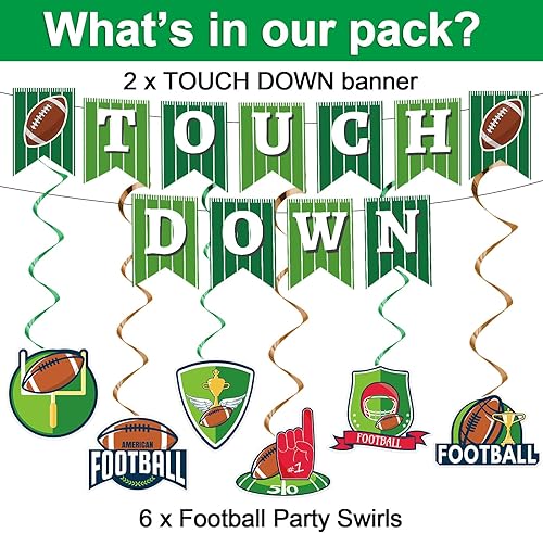 Miniatura 3 de Juego de 184 piezas de suministros para fiestas de fútbol, incluye platos, servilletas, vasos, mantel, remolinos, bandera, kit de vajilla para