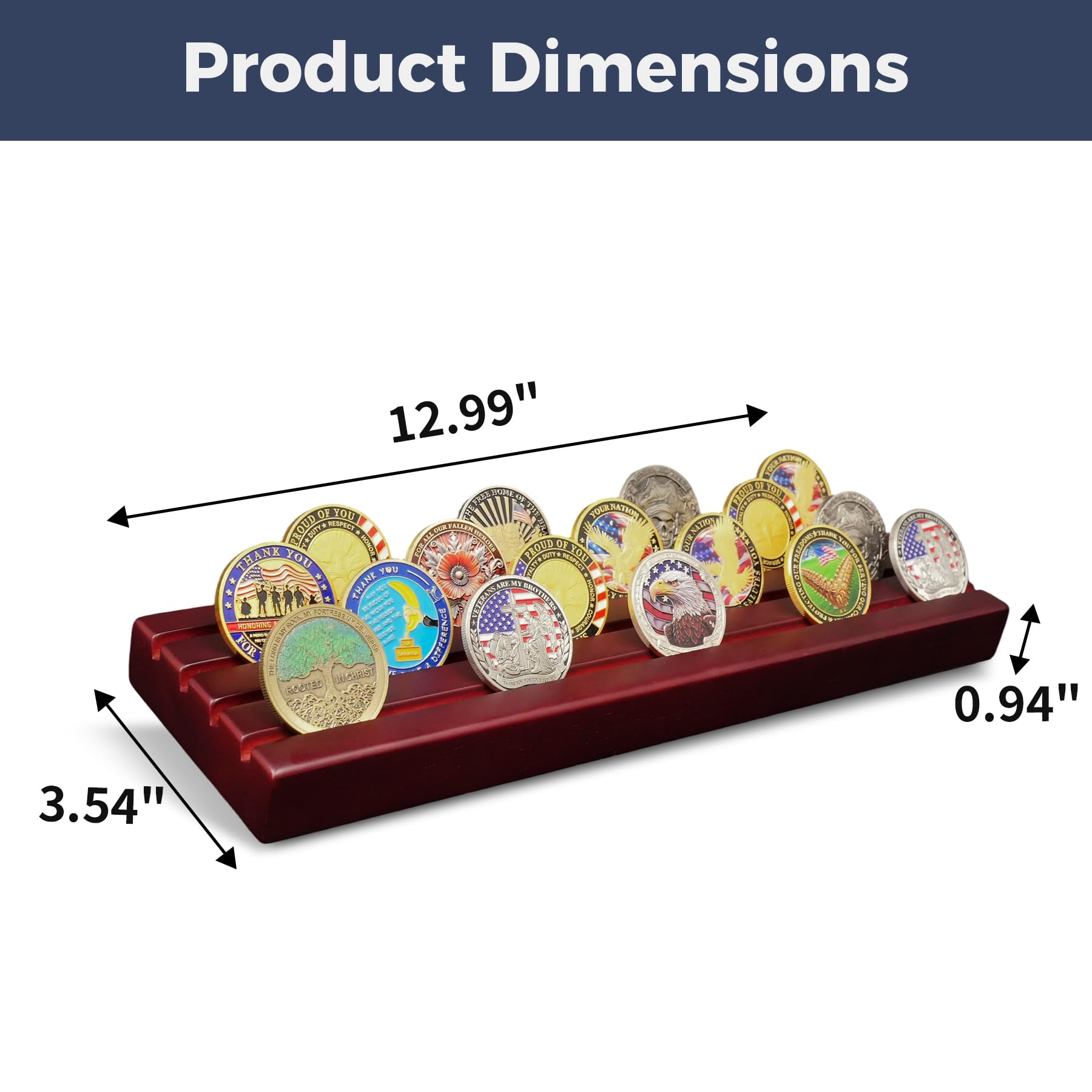 ASmileIndeep - Soporte para Monedas de Desafío - Exhibidor de Monedas de Madera de 4 Niveles con Ángulos de Visión Ajustables