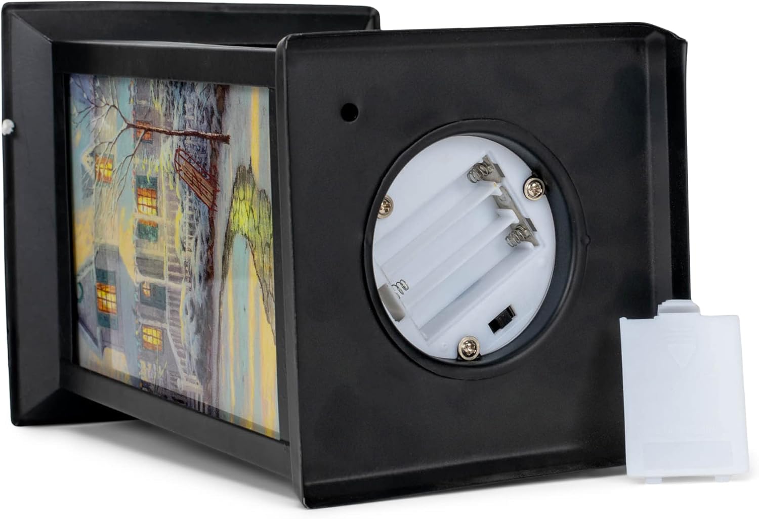 Thomas Kinkade Night Before Christmas Metal Holiday Flameless LED Lantern, Black, 13.5 Inch