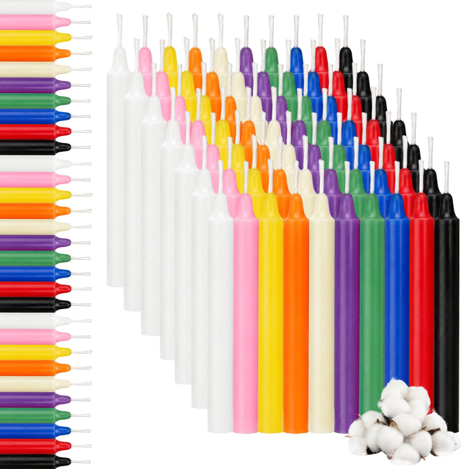 100 pcs Multi-Colored Spell Candles, Unscented Magic Taper Candles 4.1" Tall x 1/2" Diameter, Colored Candles for Chime Ritual Spell Witchcraft Rituals Prayer Meditation Party Home Dinner Christmas