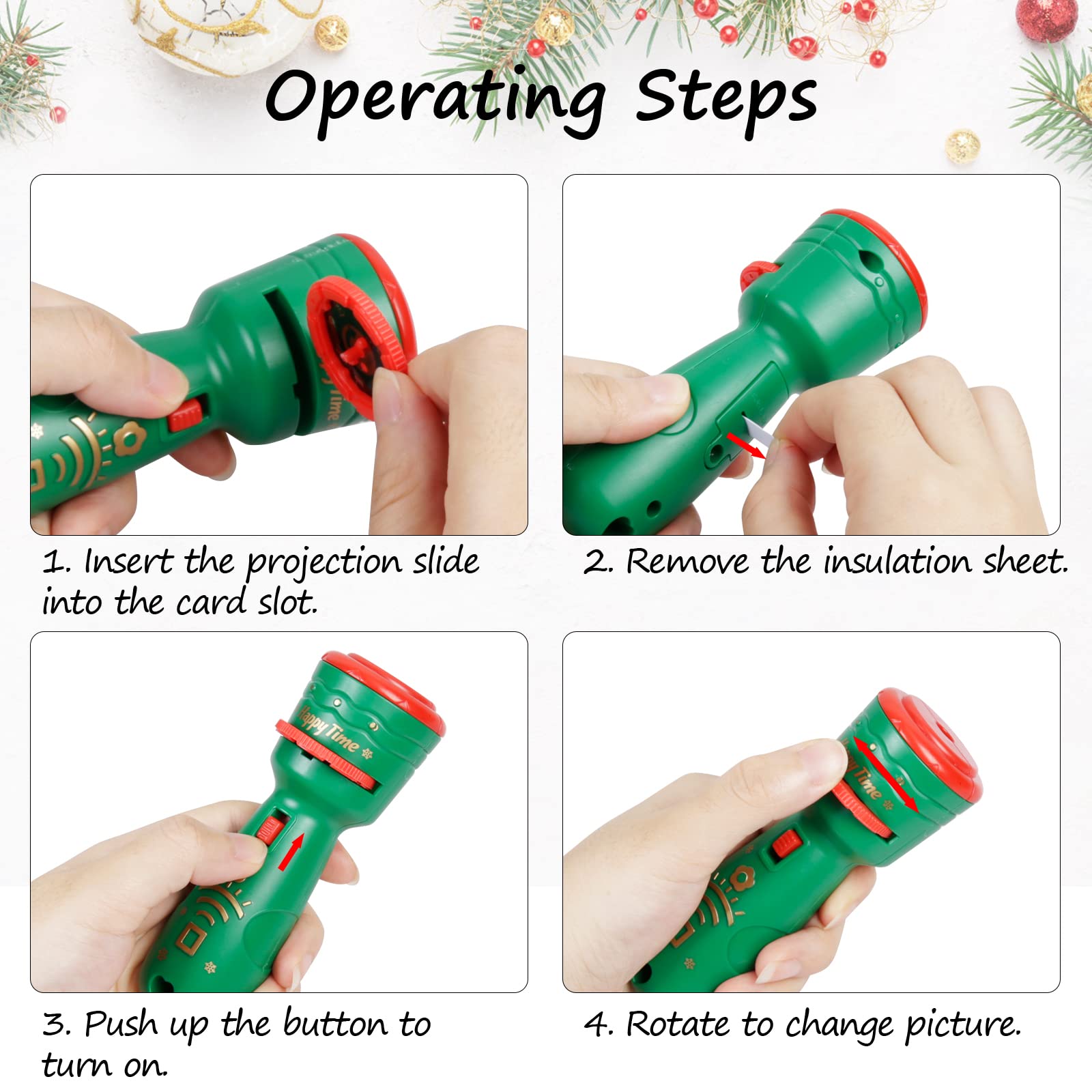 2 Torce Proiettore Per Bambini Natale - Con 24 Immagini Festive, Giocattolo Educativo, Regalo Per Bambini - Foto 11