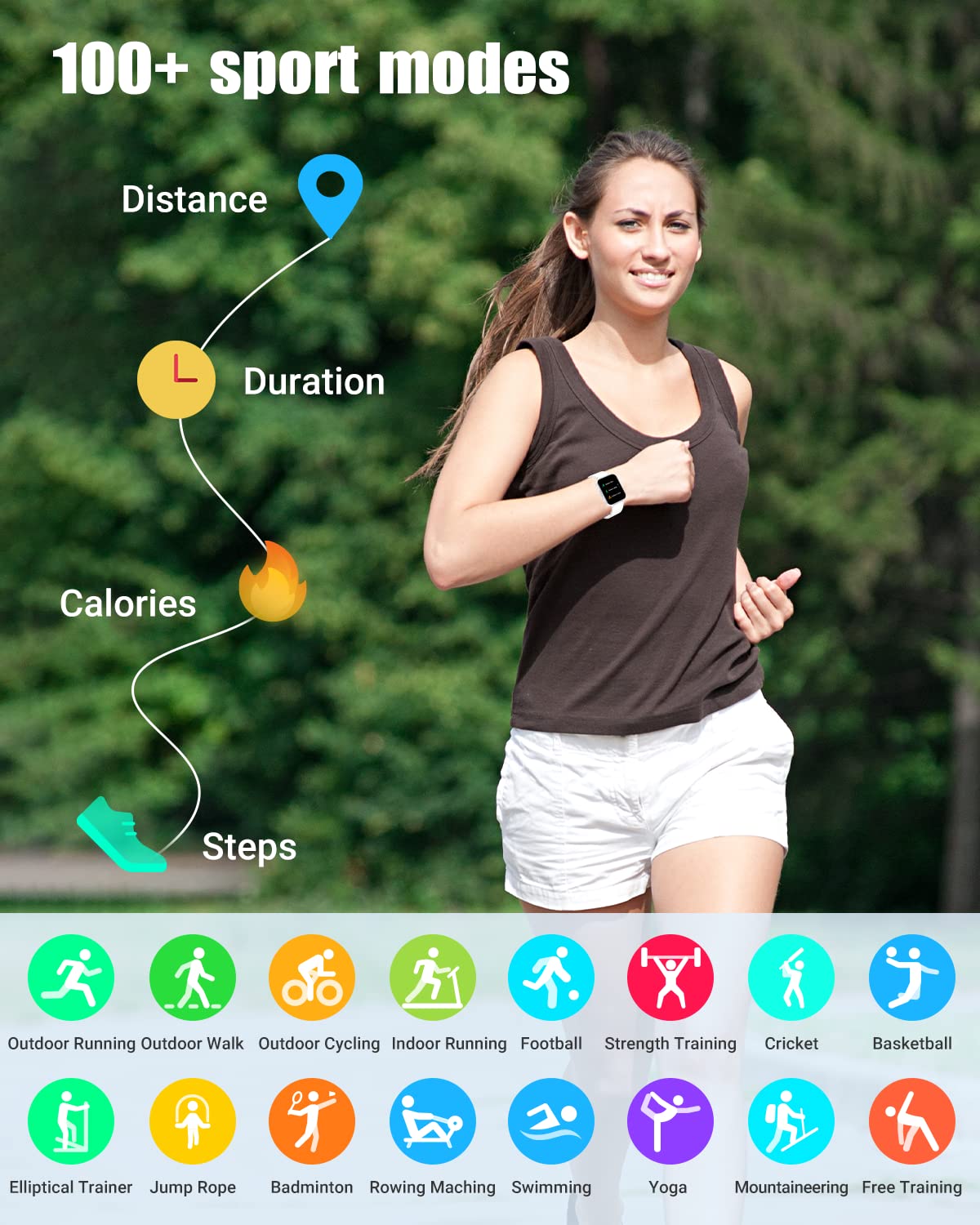 RUIMEN Smartwatch,Reloj Inteligente Mujer Impermeable IP68 con Oxímetro,1.69" Pantalla con Pulsómetro,Monitor de Sueño Monitores Actividad Cronómetros Calorías Podómetro para Android iOS (Blanco)