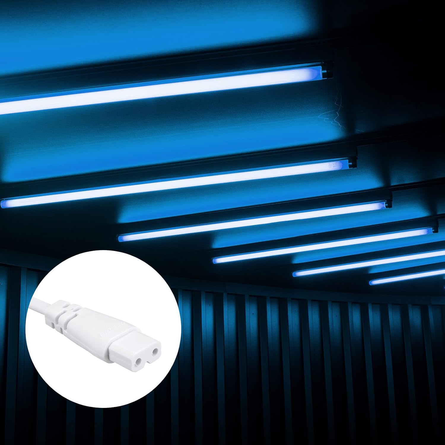 YOKIVE 2 Pcs T5 LED Tube Cable, Male to Female 2 Pin Extension Cord, Plug and Play, Great for Integrated LED Tube Fixture (White, 30cm / 1-Feet)