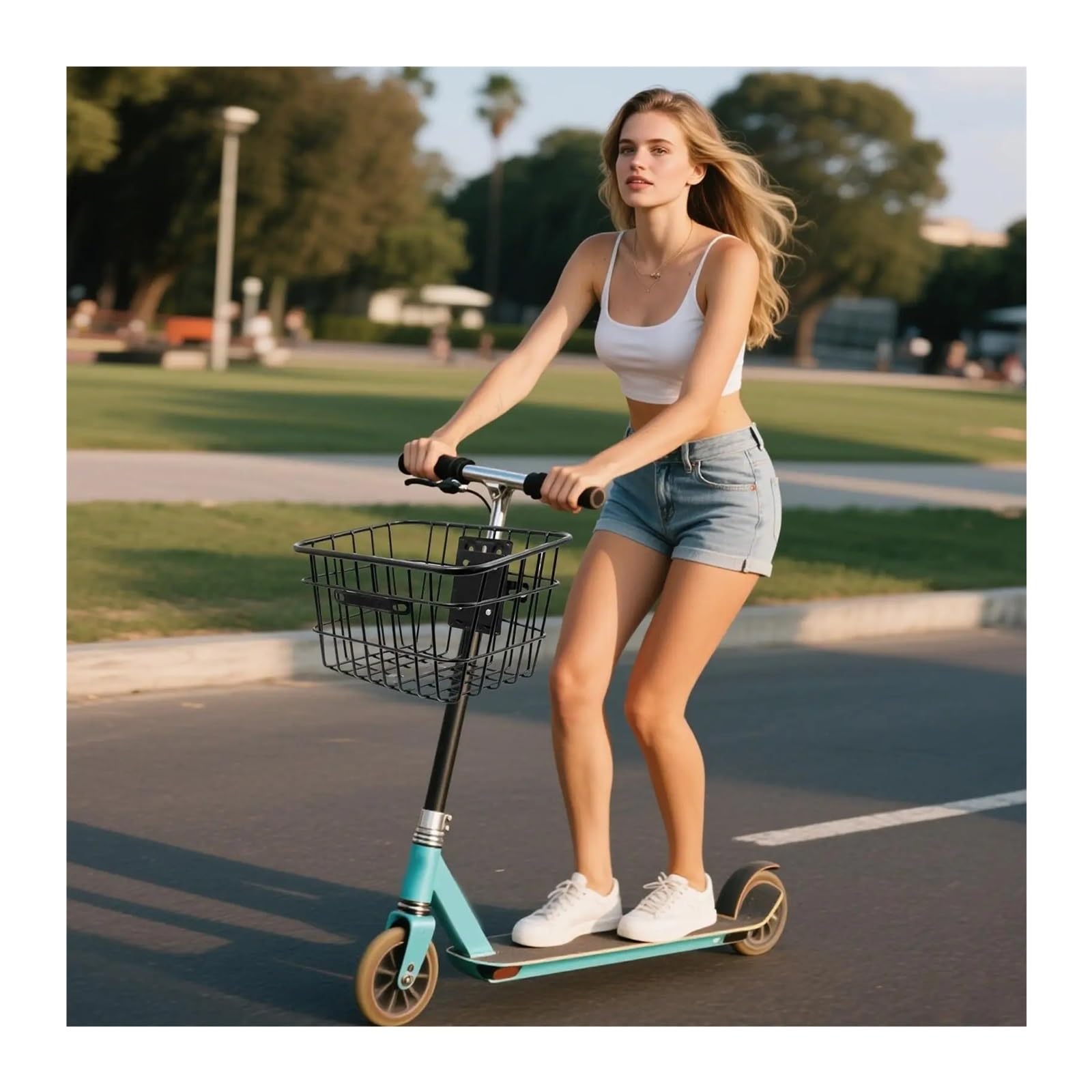 Cesta para Bicicleta Cesta for Patinete eléctrico, Cesta Frontal Desmontable de Hierro for Bicicleta, Almacenamiento Ciclo, Accesorios Ciclismo for Adultos Diarios