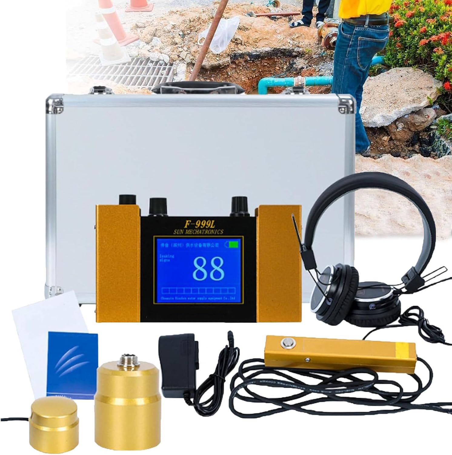 YXYLJOZ Underground Pipe Water Leak Detector for Home and Outdoor use, Ultrasonics Water Leak geophone Sensor, Leak Detection Sensor