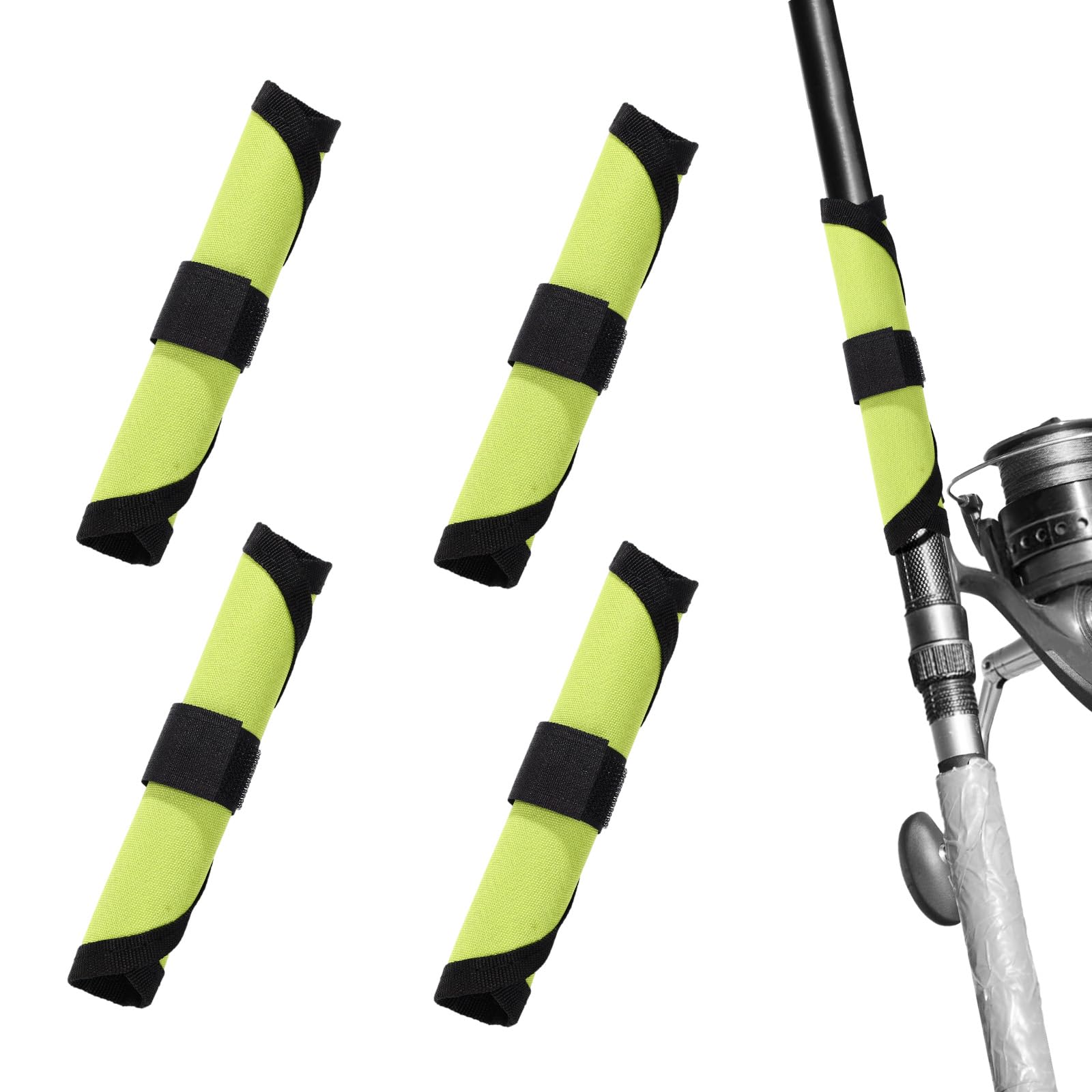 Lyreh 4pcs Fishing Lure Wraps, 6.3in/16cm Fish Hook Covers Nylon Bait Guard Protector Armour Glove for Fishing Rod Safety & Tackle Storage (Green)