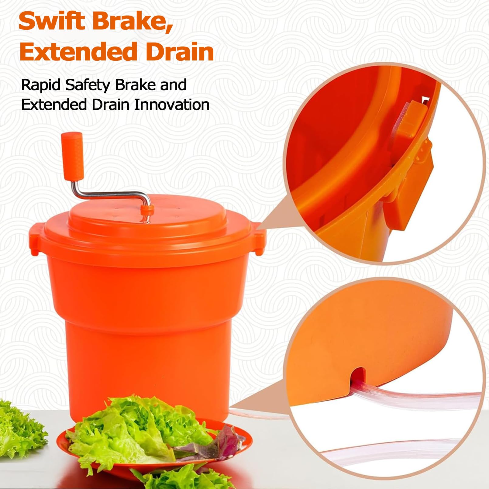 Centrifugador de ensalada, 10 L, 20 L, lavadora comercial grande de verduras, 10 segundos, deshidratación rápida, material de polipropileno, sin BPA, cesta para lavar frutas y verduras, deshidratador