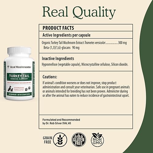 Miniatura 7 de Turkey Tail Pet Support - Multivitaminas y suplementos para perros para apoyo inmunológico, salud intestinal y bienestar - Suplemento para perros