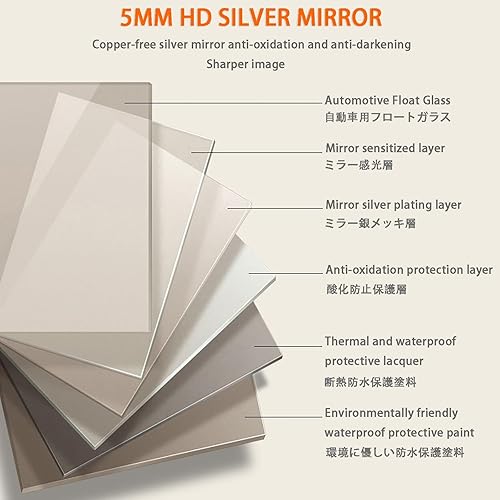 Miniatura 6 de Espejo de baño irregular sin marco con luces LED, espejo de pared retroiluminado de 3 colores con botones táctiles inteligentes, moderno espejo de