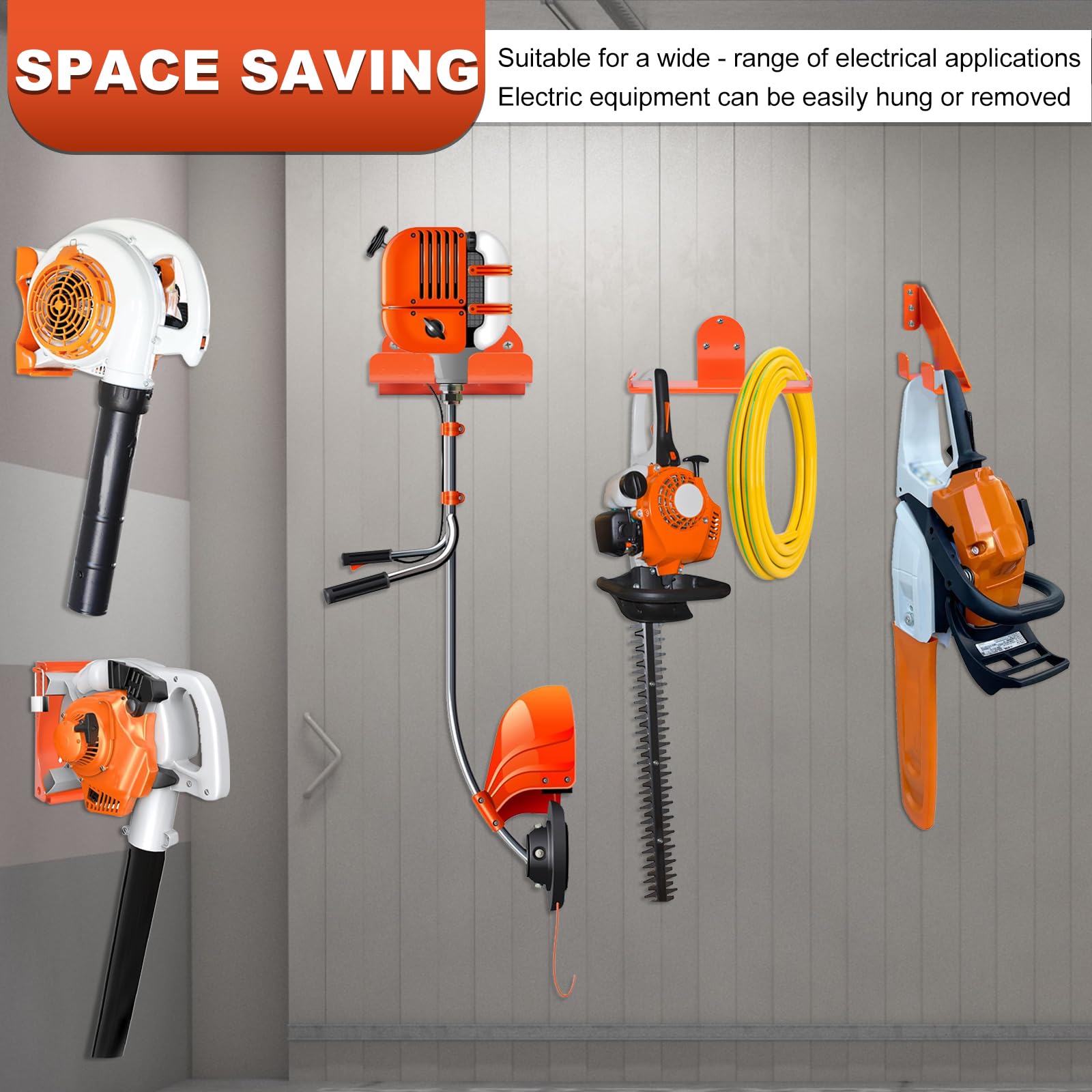 Rangement de Garage à Outils Trimmer Rack 2 Pack - Support pour Outils Électriques et Grands Outils, Montable au Mur - Compatible avec Outils Divers tels que Trimmeurs et Taille-haies