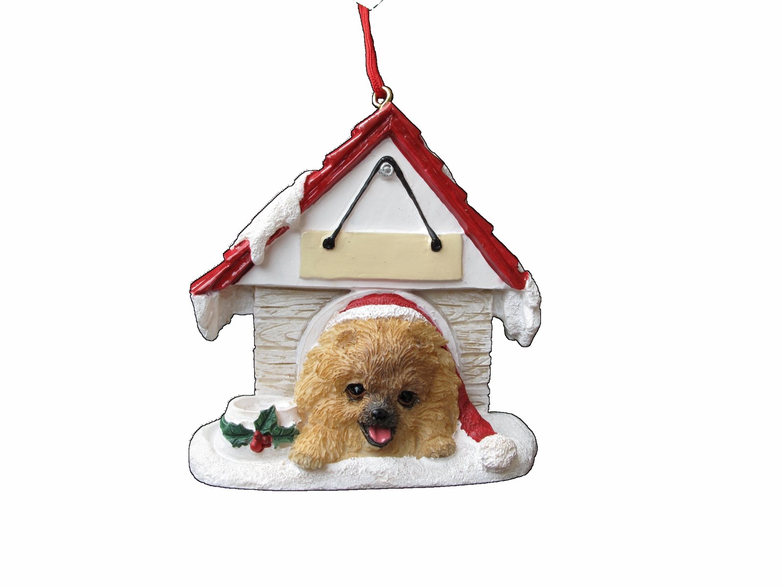 Pomeranian Red Doghouse "Personalized" Christmas Ornament