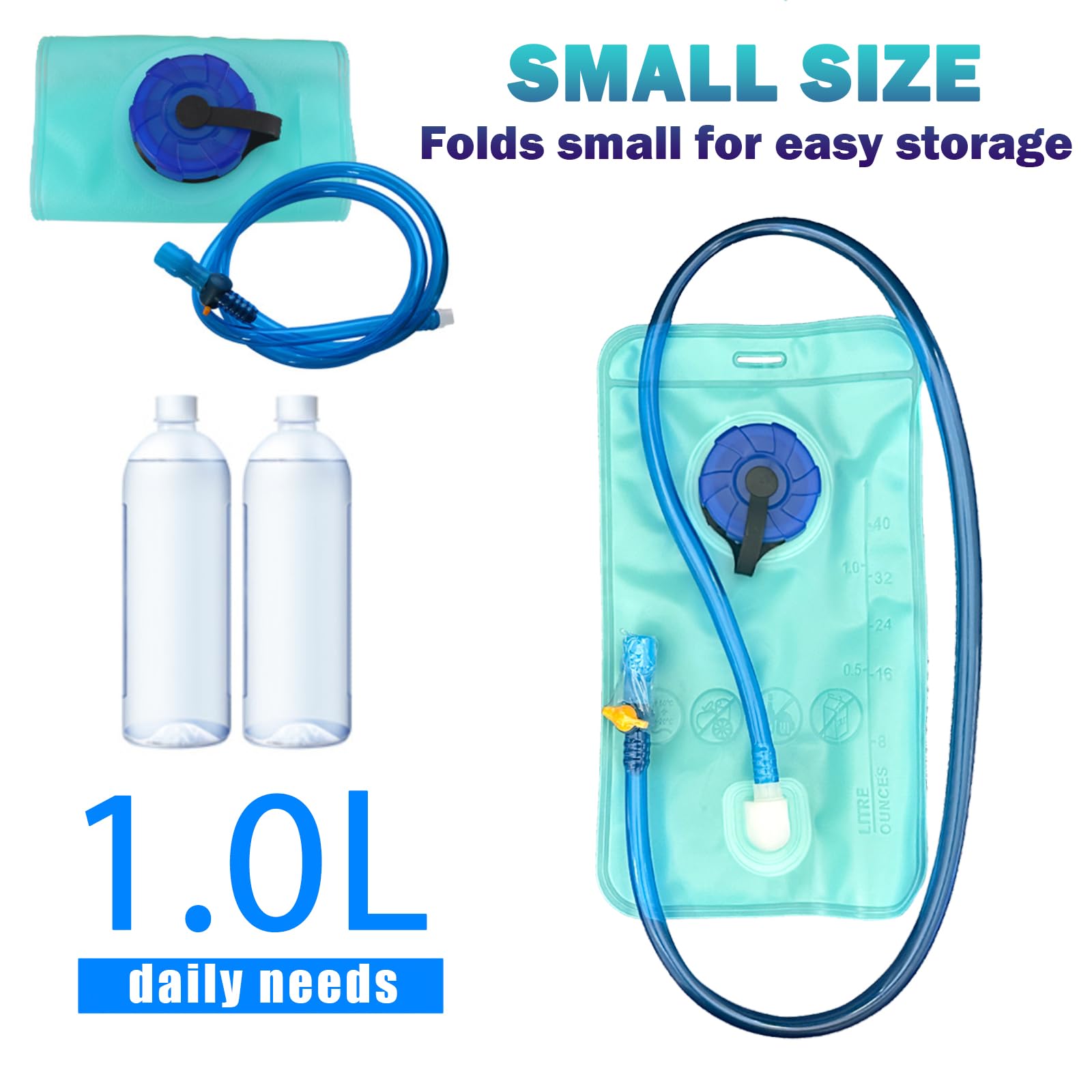 DKDDSSS 2 Pezzi Sacca Idrica 1L, Sacca Acqua per Zaino, Sacca Idratazione Portatile, Sacca Idrica con Apertura Larga, Sacca Idrica a Prova di Perdite, Sacca Acqua Trekking per Ciclismo e Campeggio