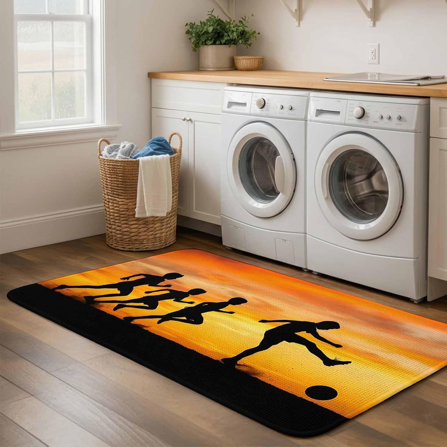 Football Sports Competition Doormat 20"x31",Absorbent Front Door Mat Non Slip Welcome Mat, Sunset Background Indoor Mats Entryway Rug for Bedroom Kitchen Bathroom