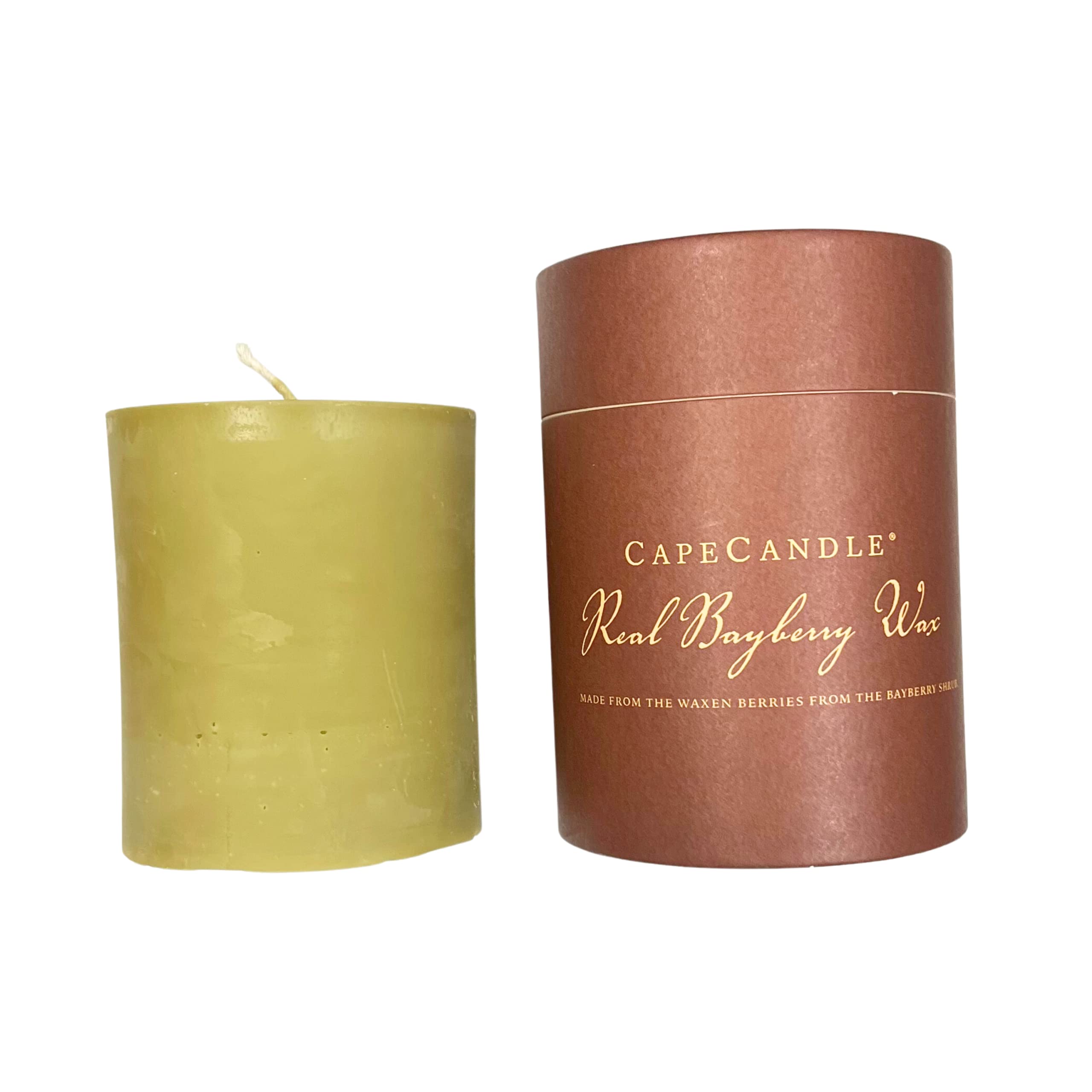 Cape Candle Real Bayberry Wax Pillar Candle | Handmade, Home Fragrance, Decorative Genuine Bayberry Shrub's Subtle scent | Christmas & New Year's Eve Ritual | Delicate & Rare Natural Aroma | Size 3x4”