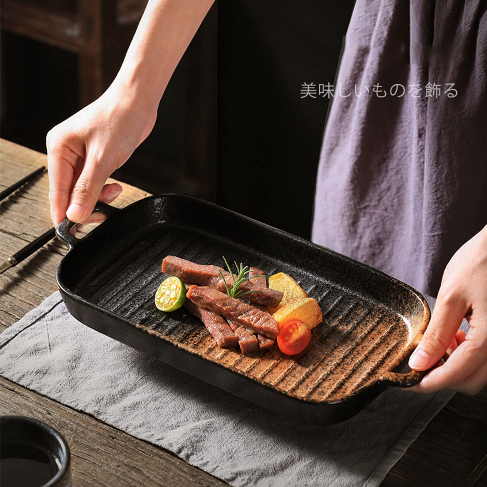 Lot de 2 moules à tarte rectangulaires en porcelaine, joli gâteau, assiette à tarte en porcelaine pour la cuisson, plat de cuisson à tarte en porcelaine pour Thanksgiving et le dîner de Noël, noir (