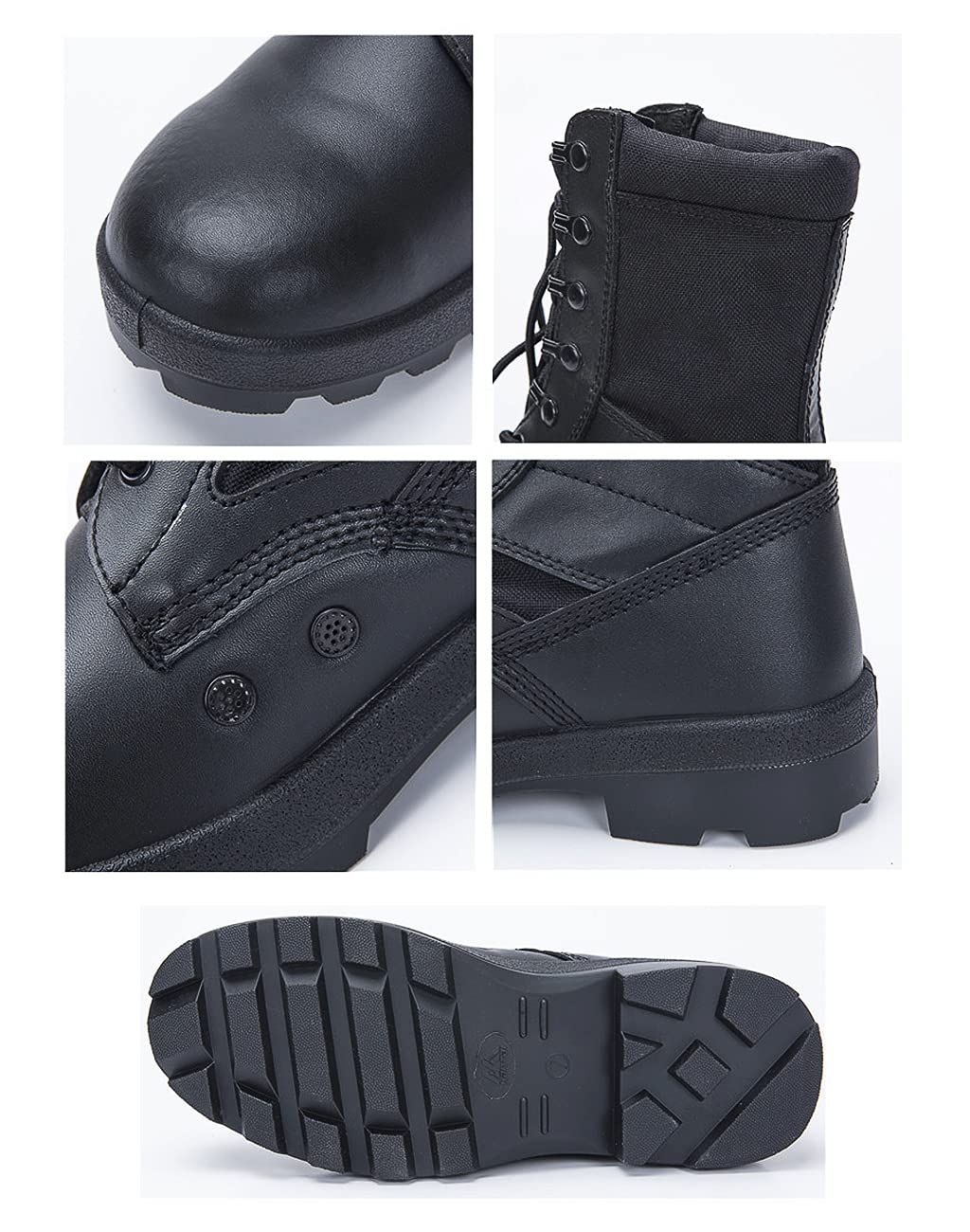 Hohe Top-Militärschuhe für Männer mit seitlichen Reißverschluss im Freien Kampfstiefel Wanderschuhe,Black-43(UK 9)