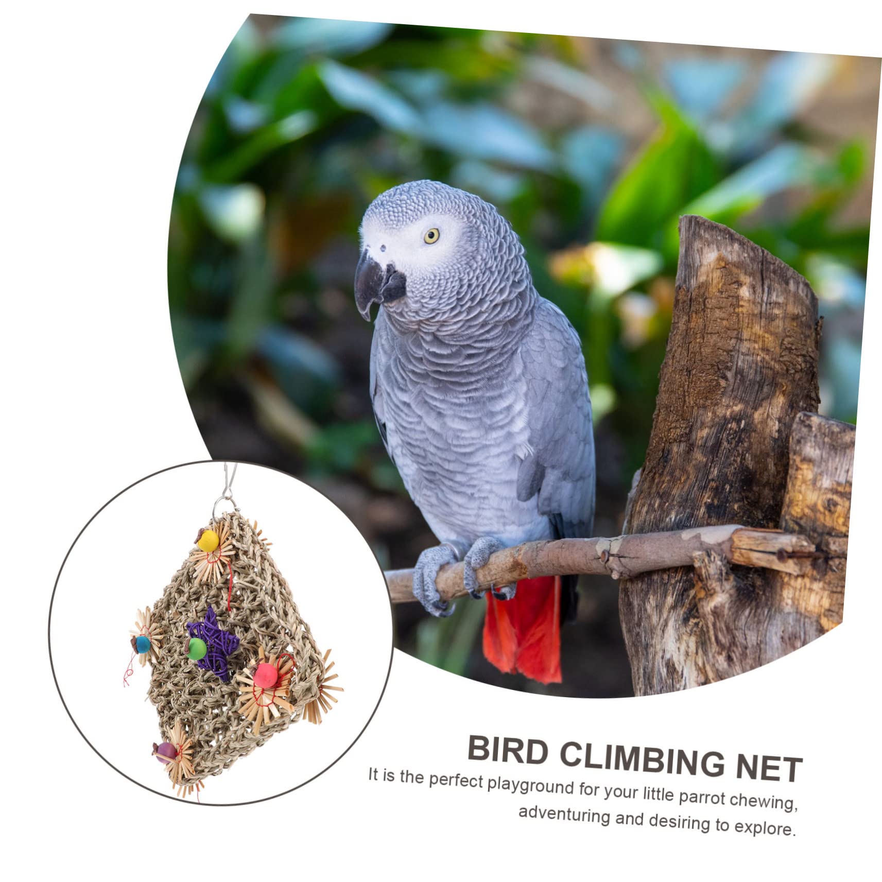 POPETPOP 3pièces Parfait pour Oiseaux Filet Herbe Tressée Jouet à Mâcher pour Perroquets Accessoire De Divertissement pour Oiseaux Encourage Exploration Développement Compétences