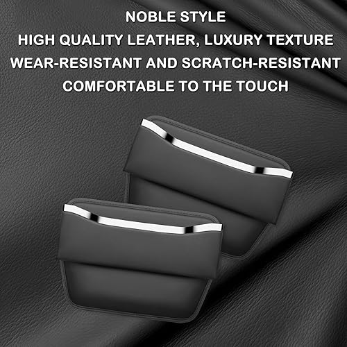 Miniatura 4 de HOLDCY Organizador de espacio para asiento de automóvil, almacenamiento de asiento de bolsillo lateral para consola de cuero, accesorios elegantes y