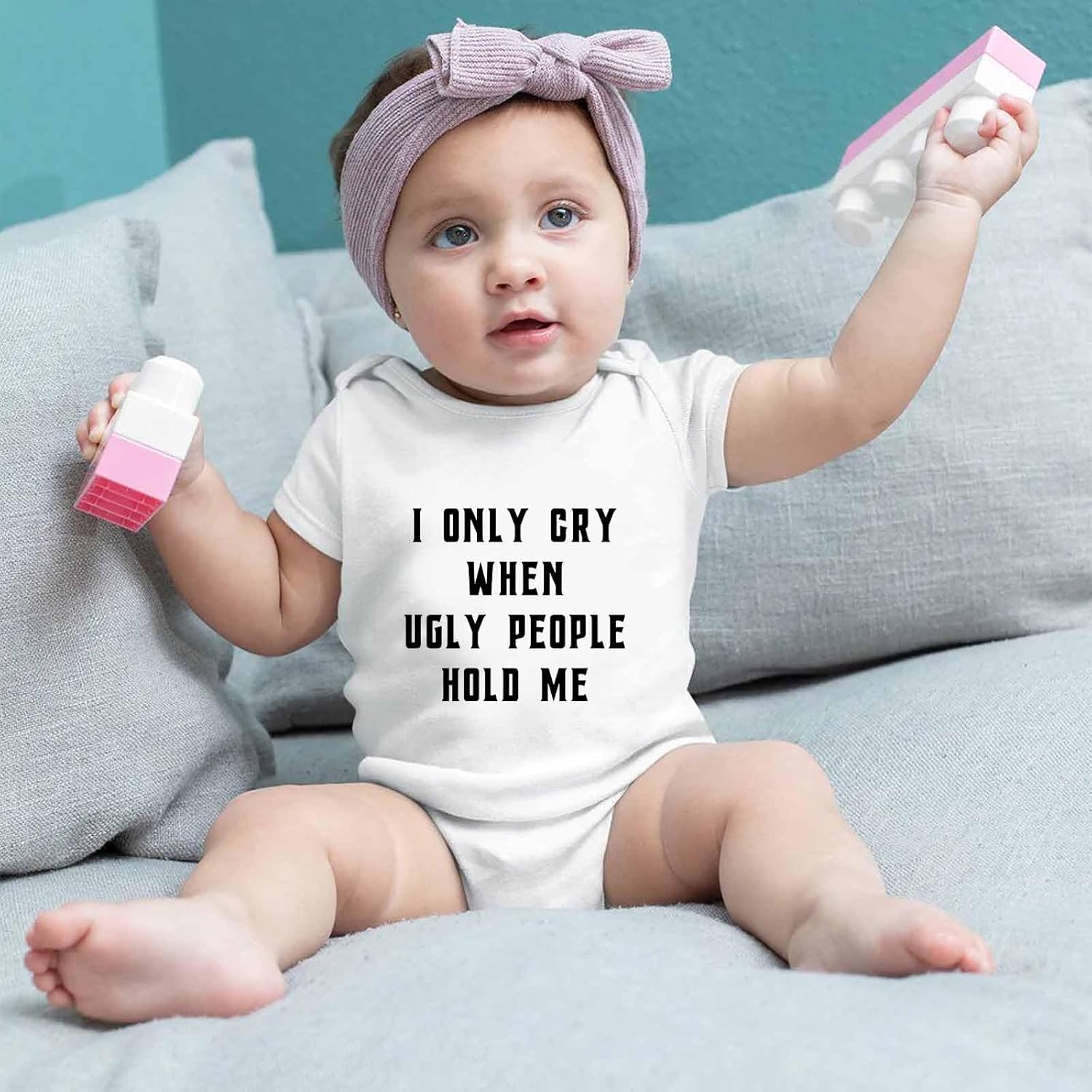 I Only Cry When Ugly People Hold Me Baby Bodysuit Funny Bodysuit for Babies Funny Baby Clothes - Image 3