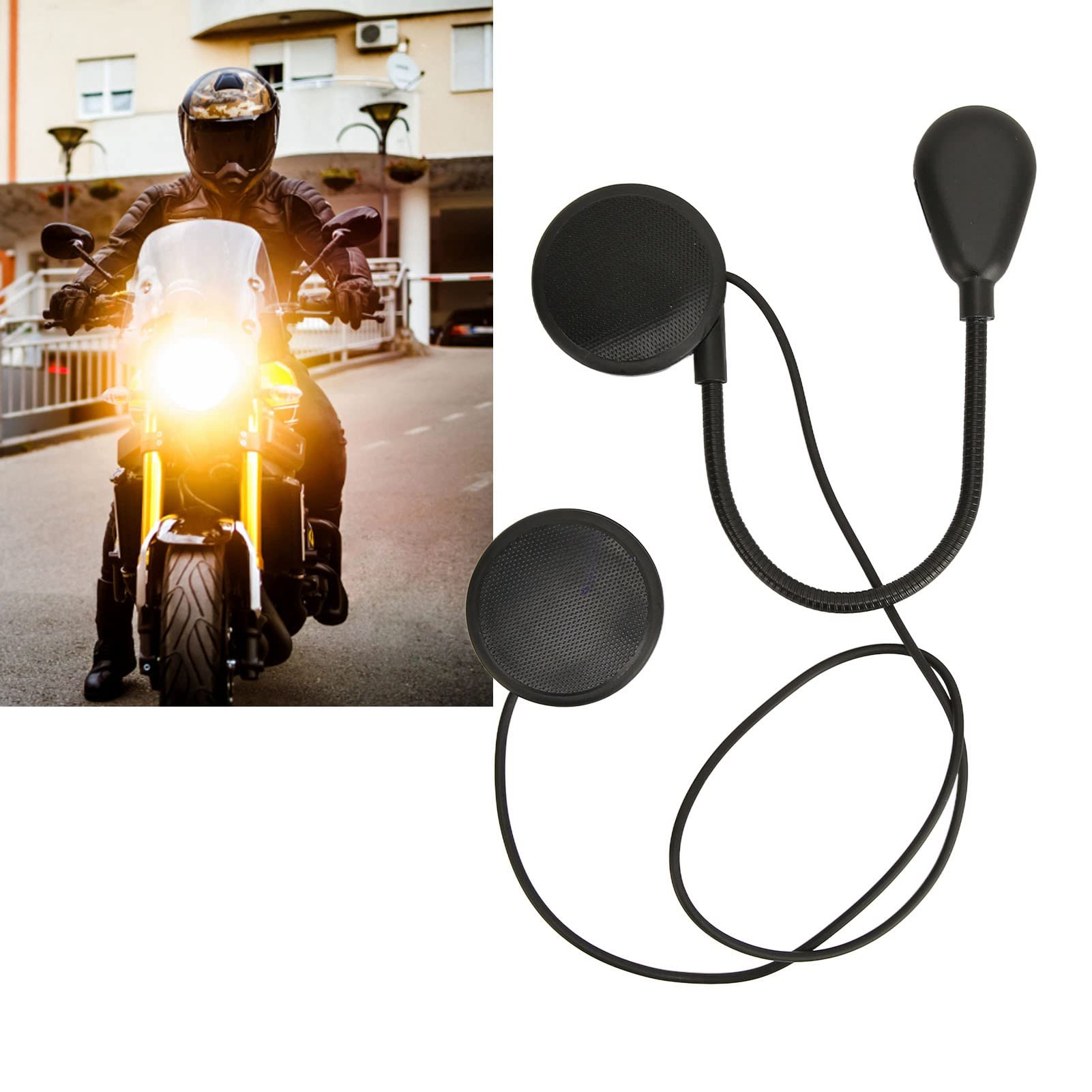 Septpenta M5H Casque Bluetooth Moto, Bluetooth 5.0, Réponse Automatique AUX Appels, Rechargeable Intégrée de 250 mAh, Rèduction du Bruit Ultra Mince et Confortable pour Casques de Moto