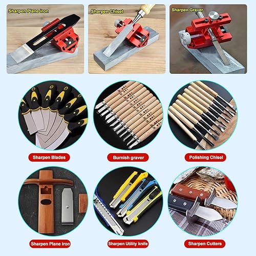 Miniatura 6 de Guía de afilado para cinceles y planos, plantilla de afilado de cincel ajustable, herramienta de afilado de cuchillos de ángulo fijo, hoja de