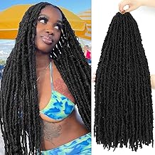 24 inch Butterfly Locs Crochet Hair Pre Looped Distressed Faux Locs Crochet Hair for Black Women 6 Packs Butterfly Soft Locs Natural Hair Extension(24inch,1B)
